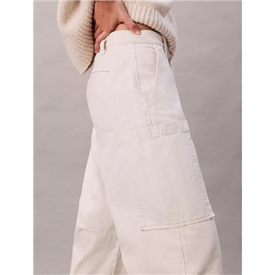 Cotton Canvas High Rise Pants