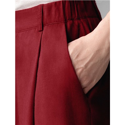 Свободные брюки палаццо на эластичном поясе изо льна с вискозой