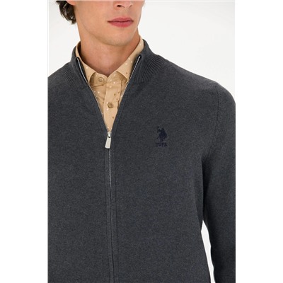 Erkek Antrasit Melanj Basic Triko Hırka