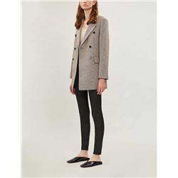 Двуборный блэйзер в гусиную лапку с карманами и отложным воротником Mang*o