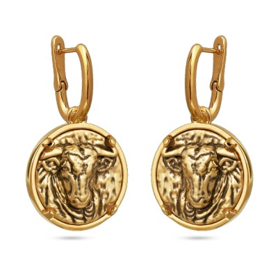 Серьги Телец (покрытие золото, античное золото), Есть комплект