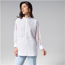 Рубашка комбинированная с вышивкой, Вне конкуренции (white snow)