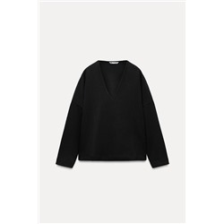 INTERLOCK V-NECK TOP