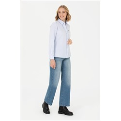 Kadın Açık Mavi Uzun Kollu Basic Gömlek