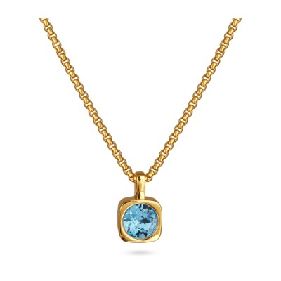 Кулон Теннис (кристаллы SW аквамарин 8мм; покрытие золото) 50-57см, Есть комплект