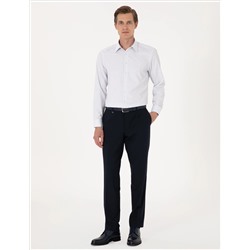 Mavi Kareli Slim Fit Uzun Kollu Gömlek