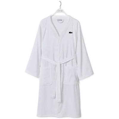 Lacoste Home Logo Patch 100% Cotton Pique Bath Robe