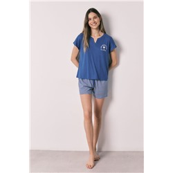 Pijama corto Snoopy azul