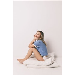 Camiseta lisa manga corta 100% algodón azul