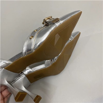 Серебряные туфли с пряжкой, экспортный магазин Модель 2025 года