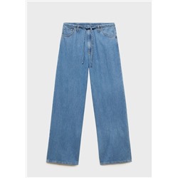 Pantalón denim wide leg cinturón