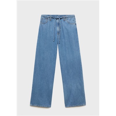 Pantalón denim wide leg cinturón