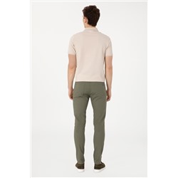 Erkek Koyu Haki Slim Fit Kanvas Pantolon