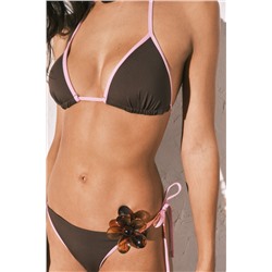 Top bikini triangular push up marrón