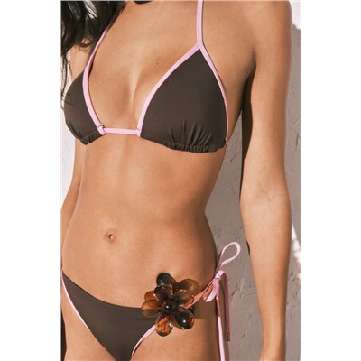 Top bikini triangular push up marrón