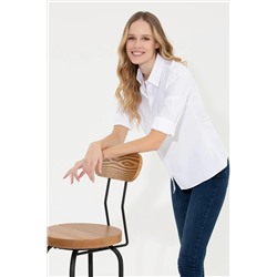 Kadın Beyaz Uzun Kollu Basic Gömlek