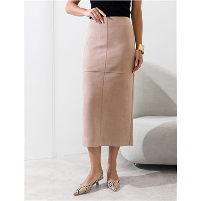 Юбка прямого силуэта из искусственной замши