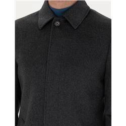 Antrasit Slim Fit Kaşe Kaban