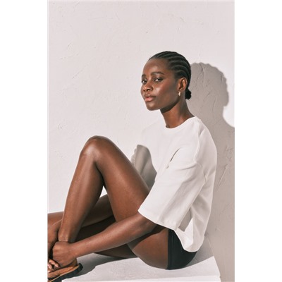 Camiseta felpa blanca estampado "Club del Mar"