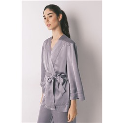 Set de pijama satén y encaje gris