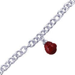 Браслет 18-23см (Майорка 14мм вишневая; покрытие родий), Есть комплект