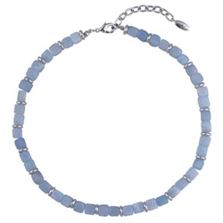 Колье Селена (кварц аквамариновый 7-8мм; покрытие родий) 42-49см, Есть комплект