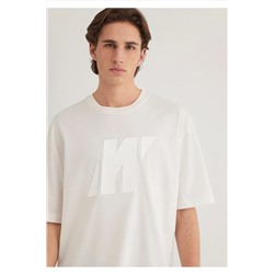 Mavi Pro Baskılı Ekru Tişört Relaxed Fit / Rahat Kesim 0612752-70057