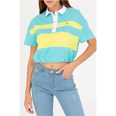 Kadın Mint Polo Yaka Tişört