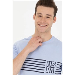 Erkek Mavi Bisiklet Yaka Tişört