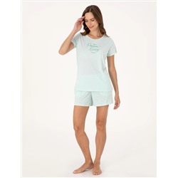 Mint Kısakollu Şort Pijama Takımı