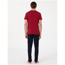 Bordo Kısakol Pijama Takımı