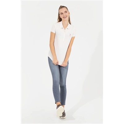 Kadın Ekru Basic Polo Yaka Tişört