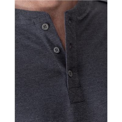 Тонкий лонгслив с круглым воротом на пуговицах из премиального хлопка с эластаном