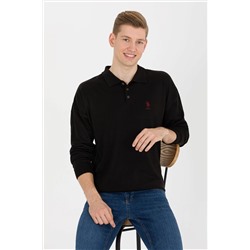 Erkek Siyah Polo Yaka Triko Kazak