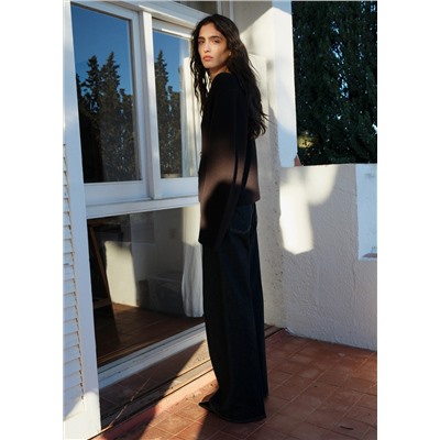 Jeans wideleg tiro alto rinse wash