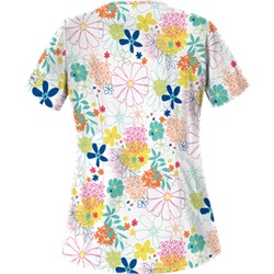 UA Floral Comfort White Print Scrub Top