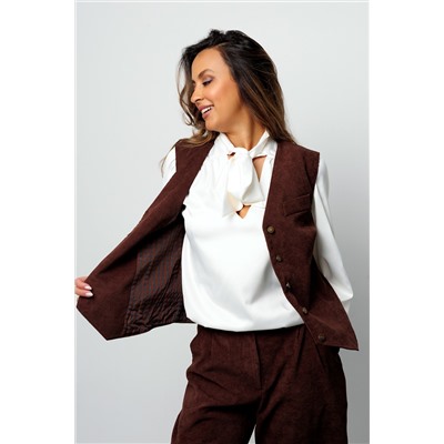 Костюм брючный вельветовый с жилеткой 399BRN