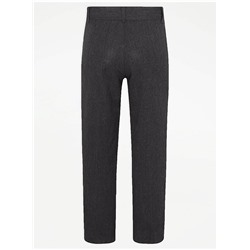 Boys Grey Longer Length Regular Leg School Trouser 2 Pack