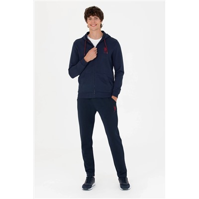 Erkek Lacivert Kapüşonlu Örme Hırka