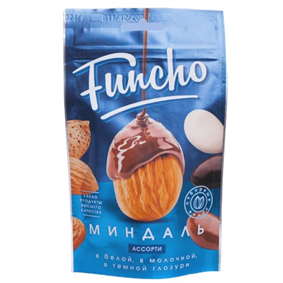 Funcho 100 г Драже Миндаль ассорти в белой, в молочной и в темной кондитерской глазури