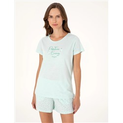 Mint Kısakollu Şort Pijama Takımı