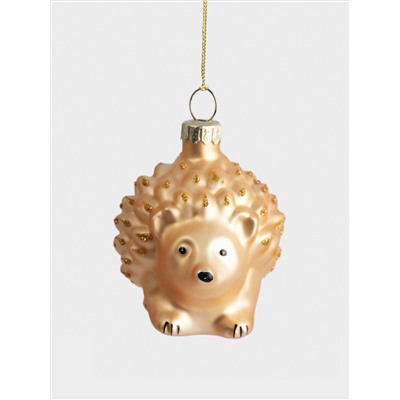 Игрушка елочная, 6x6 см, стекло, золотистая, Ежик, New year