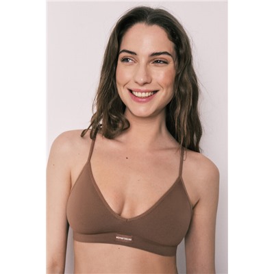 AIRY Sujetador top triangular seamless marrón chocolate