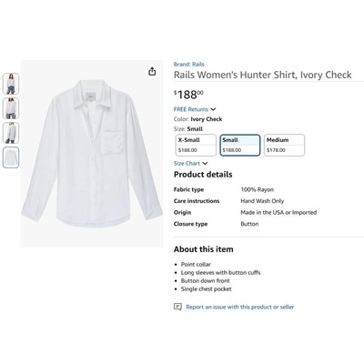 Женская белая свободная рубашка Rail*s   Экспорт