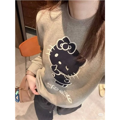 Теплый женский свитшот с толстой флисовой изнанкой  Hell*o Kitt*y