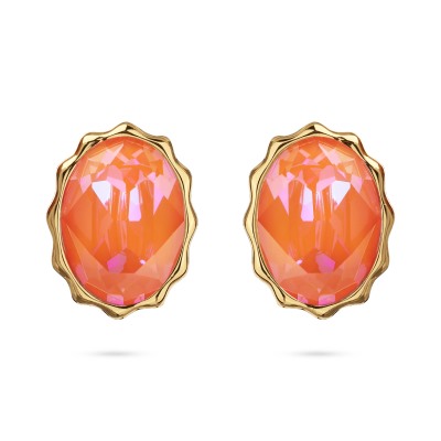 Пусеты Сияние (кристаллы SW оранжевые; покрытие золото), Есть комплект