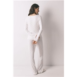 Pijama largo canalé blanco estampado estrellas