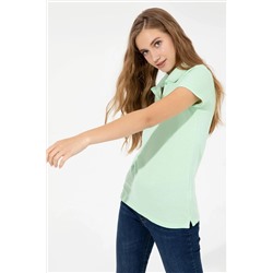 Kadın Mint Basic Polo Yaka Tişört