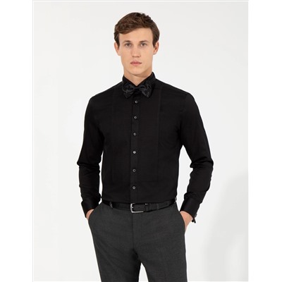 Siyah Slim Fit Smokin Gömlek