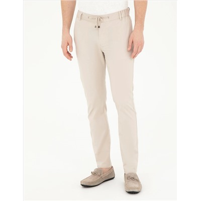 Taş Slim Fit Beli Lastikli İpli Kanvas Pantolon